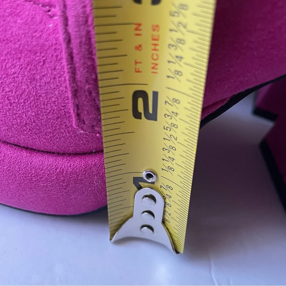 Pink Suede Mary Jane Platform Heels, 7 - Picture 10 of 11